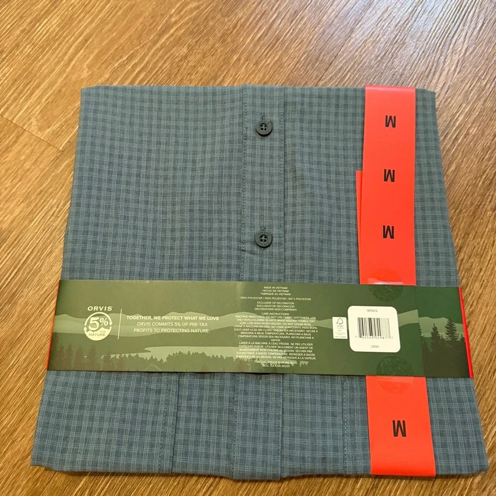 Orvis Classic Short Sleeve Tech Shirt Green/Gray Plaid‎ Mens Medium NWT